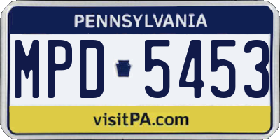 PA license plate MPD5453