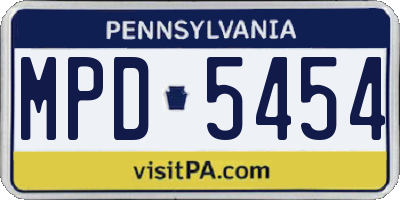 PA license plate MPD5454