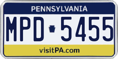 PA license plate MPD5455