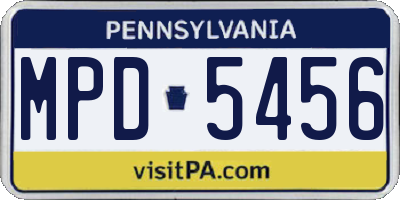 PA license plate MPD5456