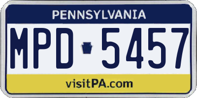 PA license plate MPD5457