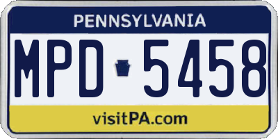 PA license plate MPD5458