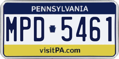 PA license plate MPD5461