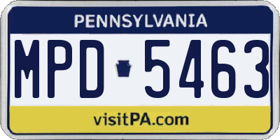 PA license plate MPD5463