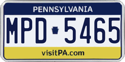 PA license plate MPD5465
