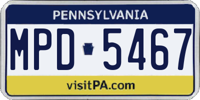 PA license plate MPD5467