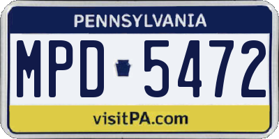 PA license plate MPD5472