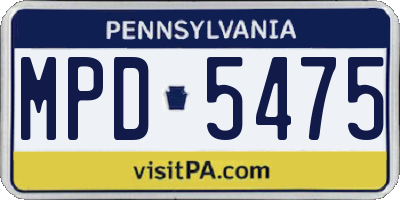 PA license plate MPD5475
