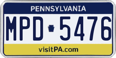 PA license plate MPD5476