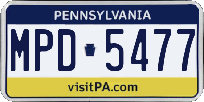 PA license plate MPD5477