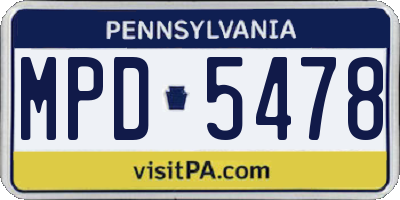 PA license plate MPD5478