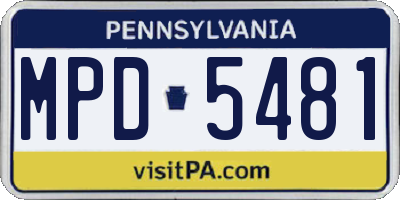 PA license plate MPD5481