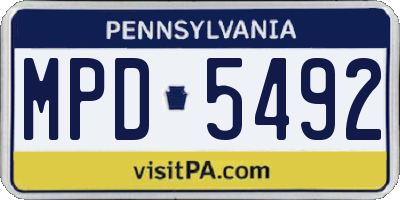 PA license plate MPD5492