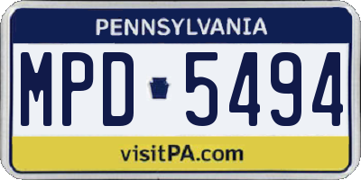 PA license plate MPD5494