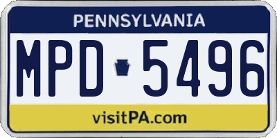 PA license plate MPD5496