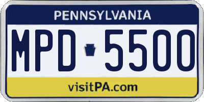PA license plate MPD5500