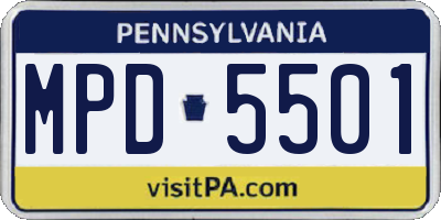 PA license plate MPD5501