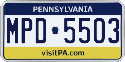 PA license plate MPD5503