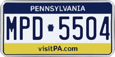 PA license plate MPD5504