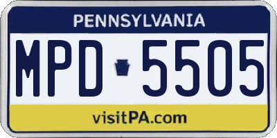 PA license plate MPD5505