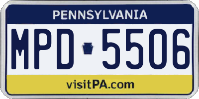 PA license plate MPD5506