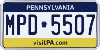 PA license plate MPD5507