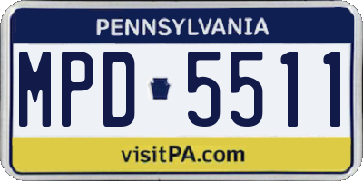 PA license plate MPD5511