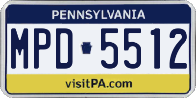 PA license plate MPD5512