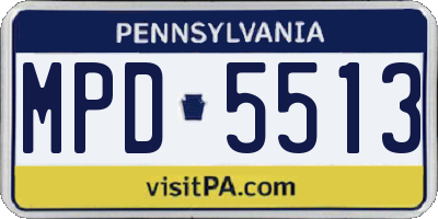 PA license plate MPD5513