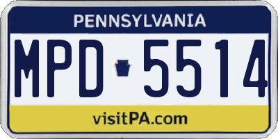 PA license plate MPD5514