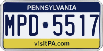 PA license plate MPD5517
