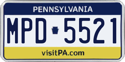 PA license plate MPD5521