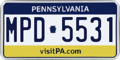 PA license plate MPD5531