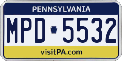 PA license plate MPD5532