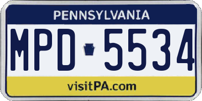 PA license plate MPD5534