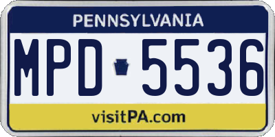 PA license plate MPD5536