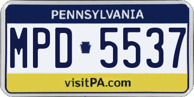 PA license plate MPD5537