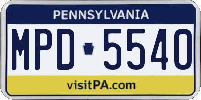 PA license plate MPD5540