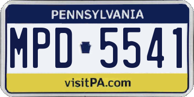 PA license plate MPD5541