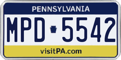 PA license plate MPD5542