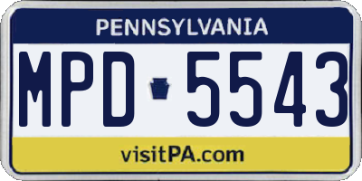 PA license plate MPD5543