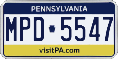 PA license plate MPD5547