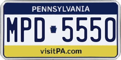 PA license plate MPD5550