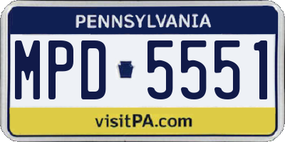 PA license plate MPD5551