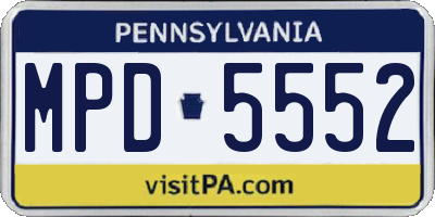 PA license plate MPD5552