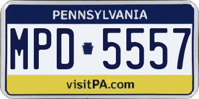 PA license plate MPD5557