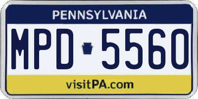 PA license plate MPD5560