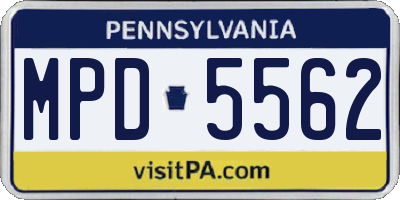 PA license plate MPD5562