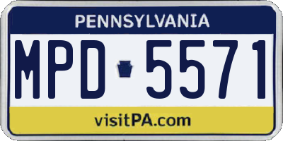 PA license plate MPD5571