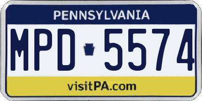 PA license plate MPD5574